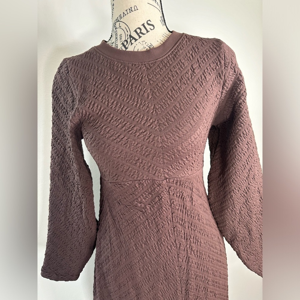 Free People Gabby Seamless Midi Dress Fall Textured Long-Sleeve Open Back  XS S - Picture 5 of 9